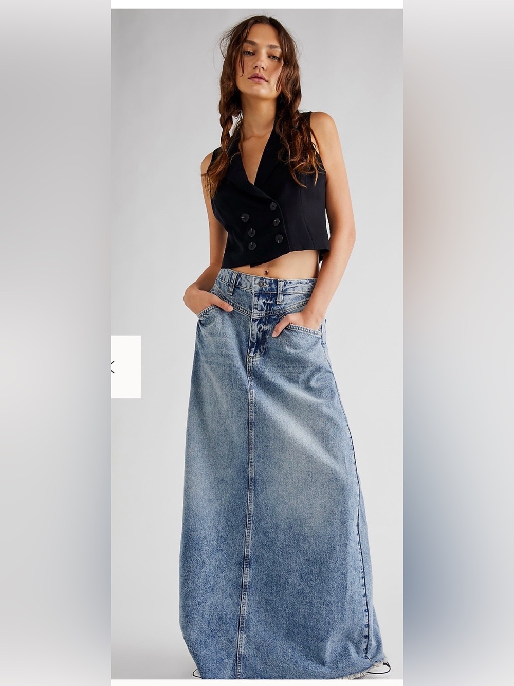 “We the Free” ‘Come as You Are’ DENIM MAXI SKIRT; Size 10; A-Line; mid-rise - Picture 1 of 5